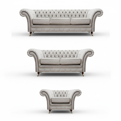 Wohnzimmer Sofas Komplett Sessel Luxus Sitz Grau Chesterfield Polstermöbel