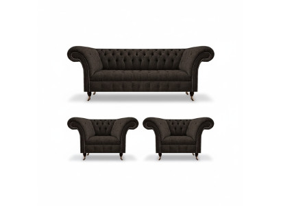 Polstermöbel Chesterfield Wohnzimmer Set 3tlg Luxus Komplett Designer