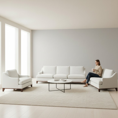 Luxus Weiß Sofas Set Wohnzimmer Sessel Einrichtung Komplett Einrichtung
