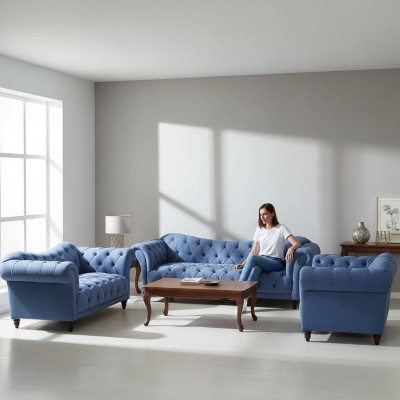 Designer Sofagarnitur Modern Komplett Einrichtung Luxus Sofas Chesterfield