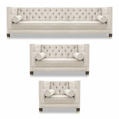 Polster Wohnzimmer Garnitur Designer Sofagarnitur Luxus Textil Sessel Neu