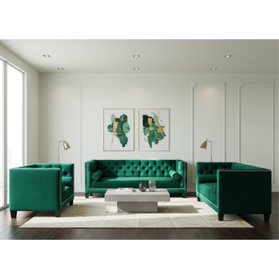 Luxus Grün Chesterfield Design Garnitur 3tlg Sofas Couch Wohnzimmer 3+2+1