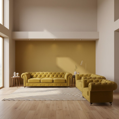 Designer 2x Sofas Wohnzimmer Sessel Chesterfield Luxus Set Chesterfield