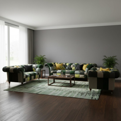 Chesterfield Wohnzimmer Modern Polstermöbel Sofagarnitur 3tlg 3+2+1