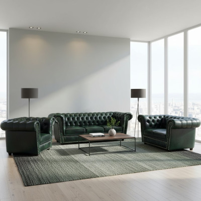 Sofagarnitur 3tlg Wohnzimmer 3+2+1 Modern Design Sessel Chesterfield