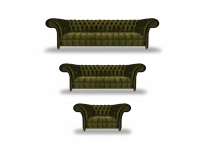 Komplett Grün Sofas Set Sofagarnitur Luxus Textil Einrichtung Chesterfield