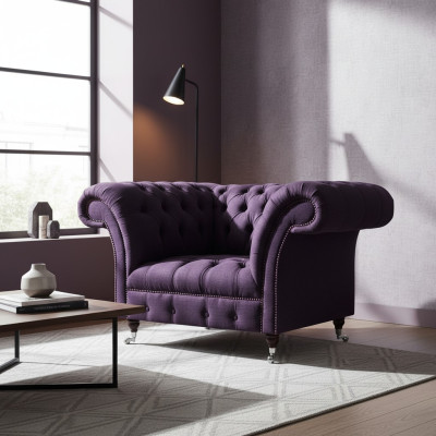 Polstermöbel Luxus Sessel Polstersitz Wohnzimmer Couch Lila Möbel Chesterfield