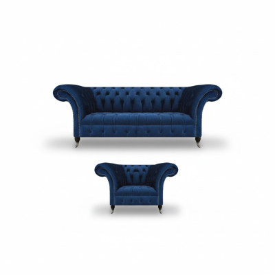 Blau Neu Sofa Dreisitze Wohnzimmer Sessel Chesterfield Polstersitz Einrichtung