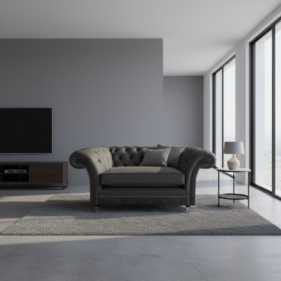 Grau Polstermöbel Sessel Designer Einrichtung Wohnzimmer Neu Chesterfield