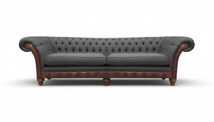Grau Chesterfield Polstermöbel Sofa Couch Zweisitzer Wohnzimmer Textil Neu