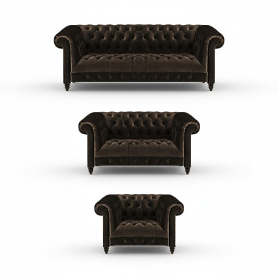 Stilvolle Chesterfield Braune Sofagarnitur Wohnzimmer Moderne Couchen