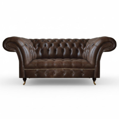 Brauner Chesterfield Leder Zweisitzer Moderne Wohnzimmer Designer Möbel