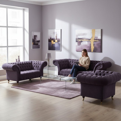 Schicke Lila Chesterfield Sofas Designer Komplette Wohnzimmer Garnitur