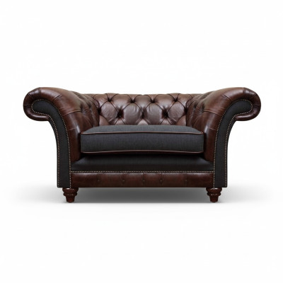 Chesterfield Braun-Grauer Sessel Wohnzimmer Einsitzer Moderne Edle Möbel