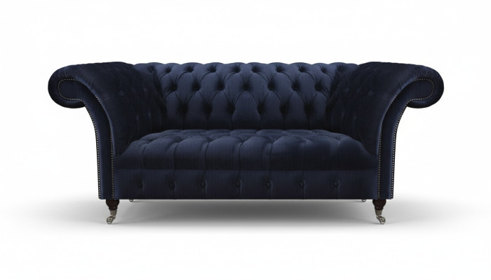 Dunkelblaue Polstercouch Chesterfield Wohnzimmer Textilsofa Moderne Möbel