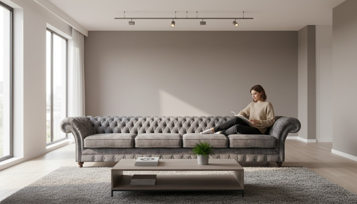 Elegantes Chesterfield Sofa Wohnzimmer Viersitzer Designer 4-Sitzer Neu