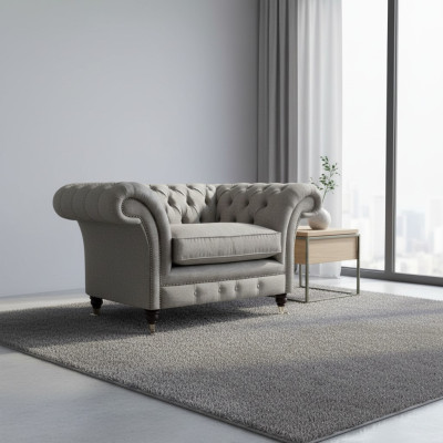 Moderner Chesterfield Einsitzer Wohnzimmer Designer Sessel Textil Möbel