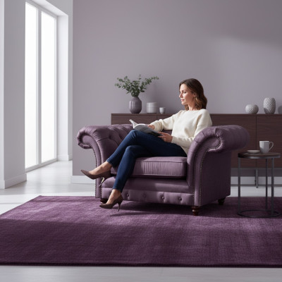 Chesterfield Lila Lehnsessel Wohnzimmer Textil Einsitzer Edler 1-Sitzer