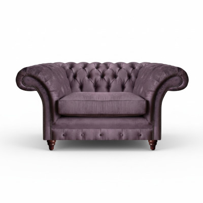 Chesterfield Lila Lehnsessel Wohnzimmer Textil Einsitzer Edler 1-Sitzer