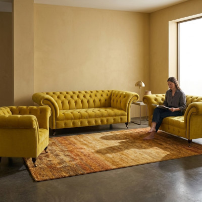 Wohnzimmer Gelbe Chesterfield Couchgarnitur Modernes 3tlg Polster Set