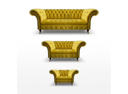 Wohnzimmer Gelbe Chesterfield Couchgarnitur Modernes 3tlg Polster Set