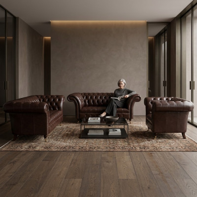 Luxuriöse Chesterfield Braune Ledergarnitur Wohnzimmer Polster Möbel