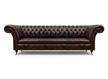 Braune Chesterfield Kunstleder Couch Modernes Sofa Viersitzer Sitzmöbel