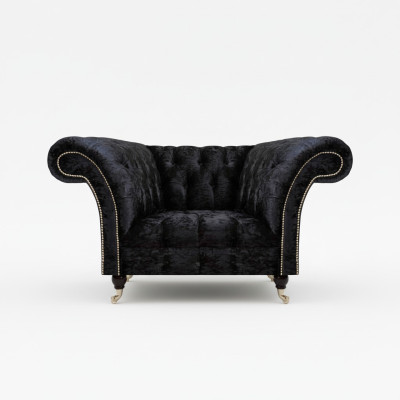 Chesterfield Polstersessel Schwarzer Einsitzer Luxuriöser Lehnsessel