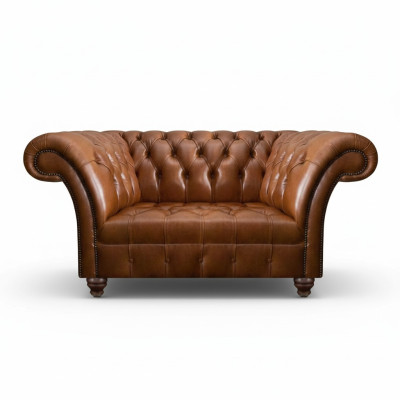 Brauner Chesterfield Leder Zweisitzer Designer Kunstleder 2-Sitzer Sofa