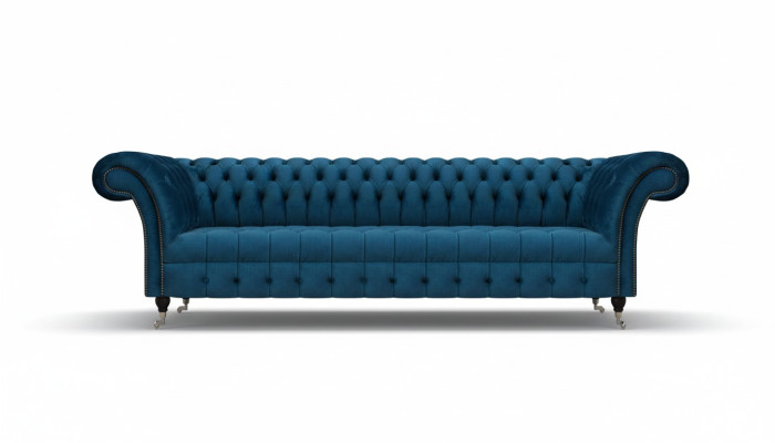 Luxuriöses Blaues Chesterfield Sofa Polstercouch Designer Textil Sofa