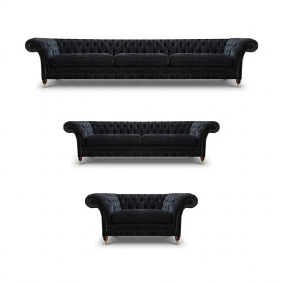 Schwarze Chesterfield Sofas Designer Wohnzimmer Polstercouchen Sessel