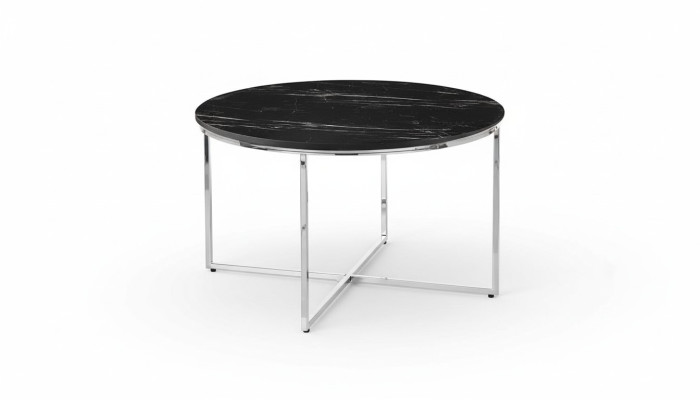  Runder Couchtisch Wohnzimmer Schwarz MDF + Metall X-beine neu Luxus