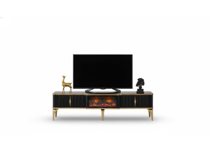  Schwarzes TV-Lowboard neue luxuriöse Möbel MDF-Metall für Wohnzimmer