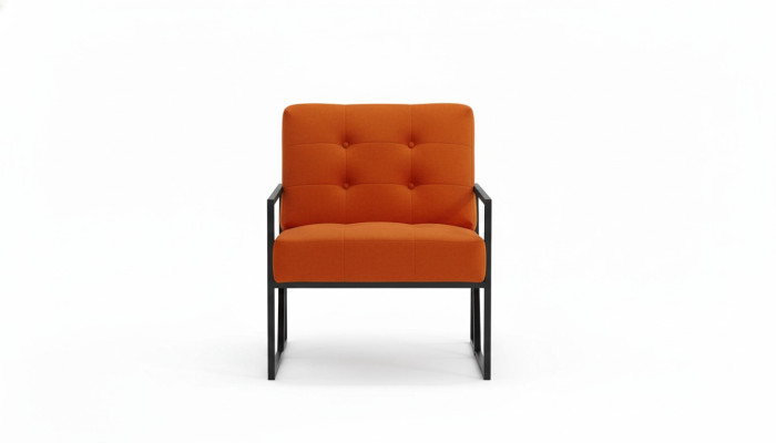  Orange Sessel Wohnzimmer Luxusmöbel Hochwertige Metallbeine Textil Neu