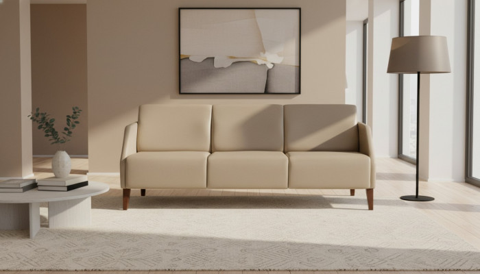 Beiger Wohnzimmer Zweisitzer Polstermöbel Moderne Textilcouch 2-Sitzer