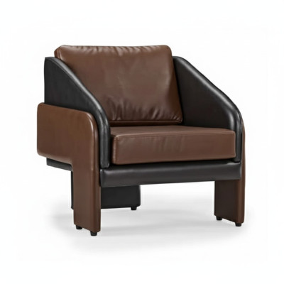 Braun-Grauer Clubsessel Luxuriöser Loungesessel Relax Einsitzer Sessel