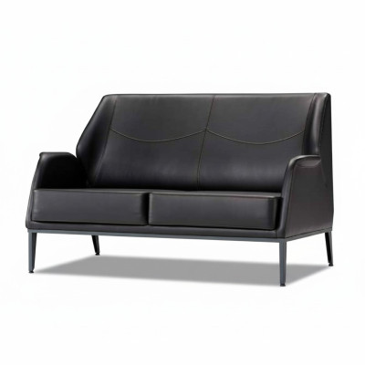 Luxuriöse Schwarze Ledercouch Designer Polstermöbel Moderner Zweisitzer
