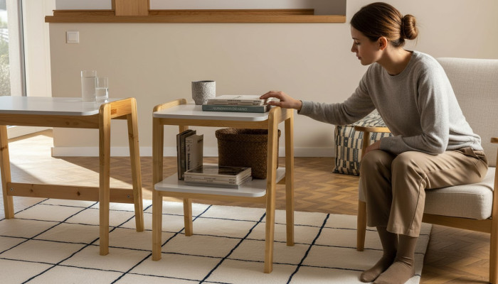 Beige-Weißer Bücherschrank Designer Wohnzimmer Ablagenmöbel Holzgestell