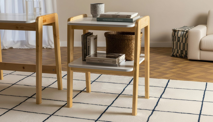 Beige-Weißer Bücherschrank Designer Wohnzimmer Ablagenmöbel Holzgestell