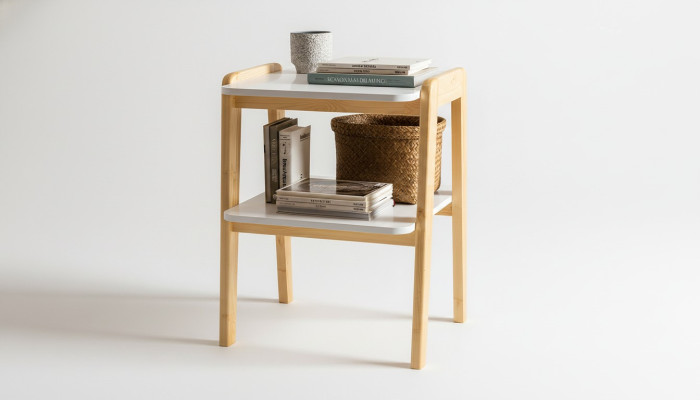 Beige-Weißer Bücherschrank Designer Wohnzimmer Ablagenmöbel Holzgestell