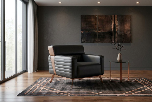 Sessel Arbeitszimmer 1-Sitzer Schwarz Einfarbig Modern Design Wohnzimmer
