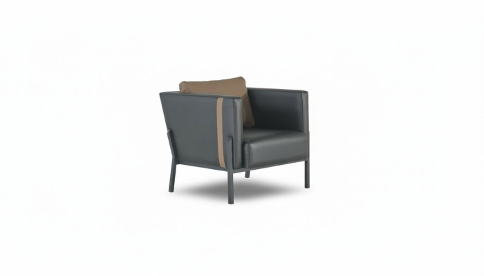 Schwarzer Ledersessel Arbeitszimmer Designer Einsitzer Leder Sitzmöbel