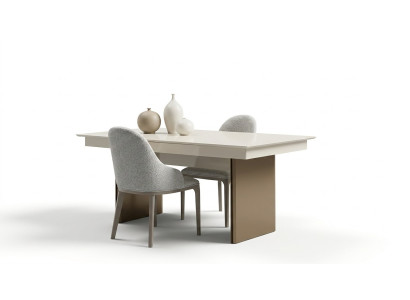 Weiß-Braune Esszimmer Garnitur Ausziehbarer Tisch 6x Stühle Anrichte