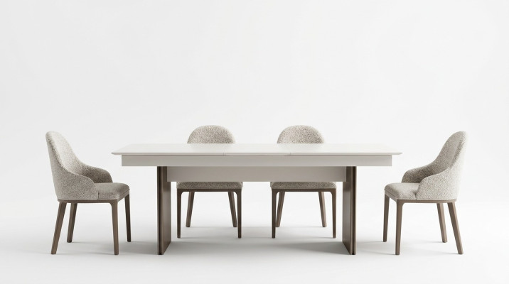 Stilvolle Küchenmöbel Designer Esstisch 4x Textil Stühle Edle Anrichte