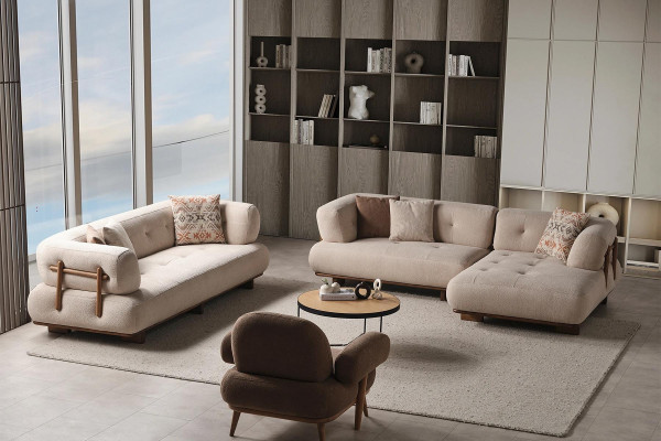 Stilvolle Sofagarnitur Wohnzimmermöbel Luxus Sofa L Form Sessel Couch