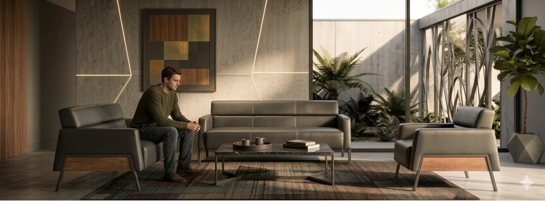 Ledersofas-Set Schwarz Leder Modern 3-Sitzer 2-Sitzer Sessel Sitzmöbel