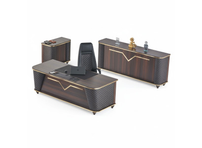 Komplett Arbeitszimmer-Set Bürotisch Bürostuhl Sideboard Kommode Holz