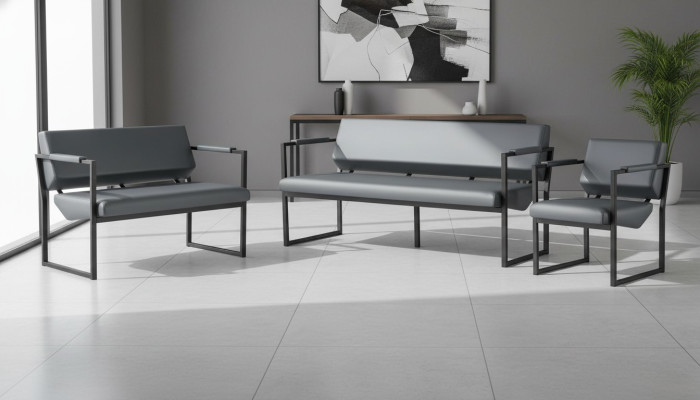 Komplett Schwarz Ledersofas Sofa-Set Couch 3-Sitzer 2-Sitzer Sessel Holz
