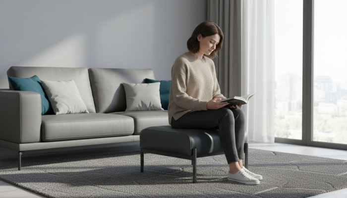 Hocker Rechteckig Leder Modern Schwarz Flur Diele Büroeinrichtung Büro