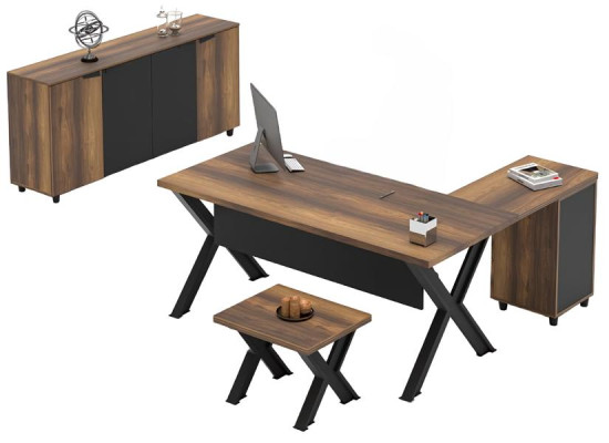 Ecktisch Tisch Stauraum Aufbewahrungstisch Arbeitszimmer Braun Schwarz
